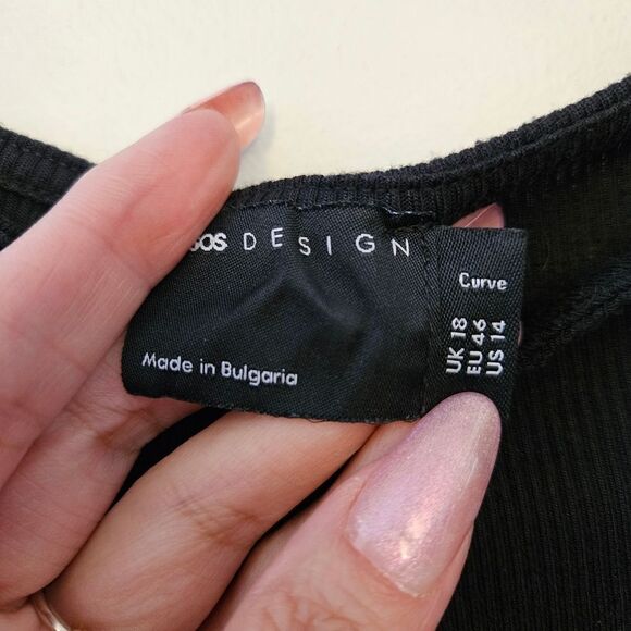 ASOS Square Neck Bodycon Ribbed Midi Dress - Picture 5 of 10